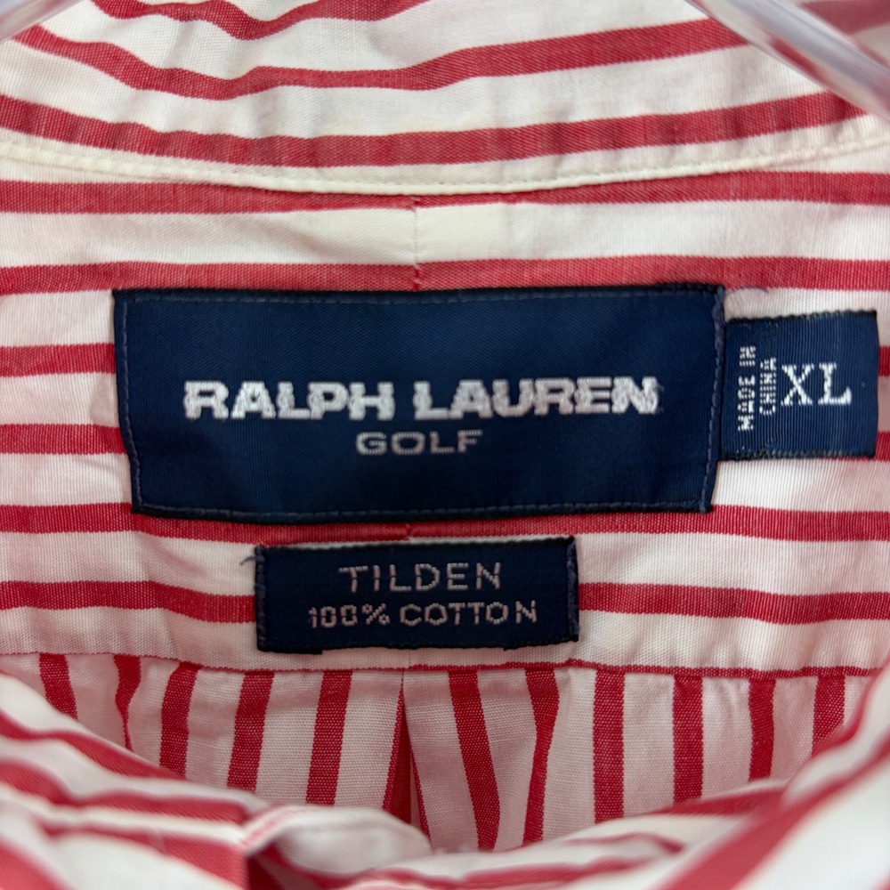 Ralph Lauren Golf Shirt Mens XL Tilden Vtg Striped Short Sleeve Button Down Pony - Picture 2 of 7